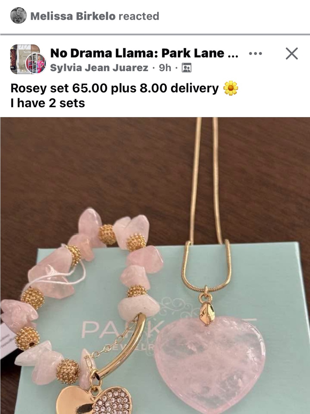 Park Lane Pink Rose Quartz Heart Pendant Necklace and Beaded Bracelet Set